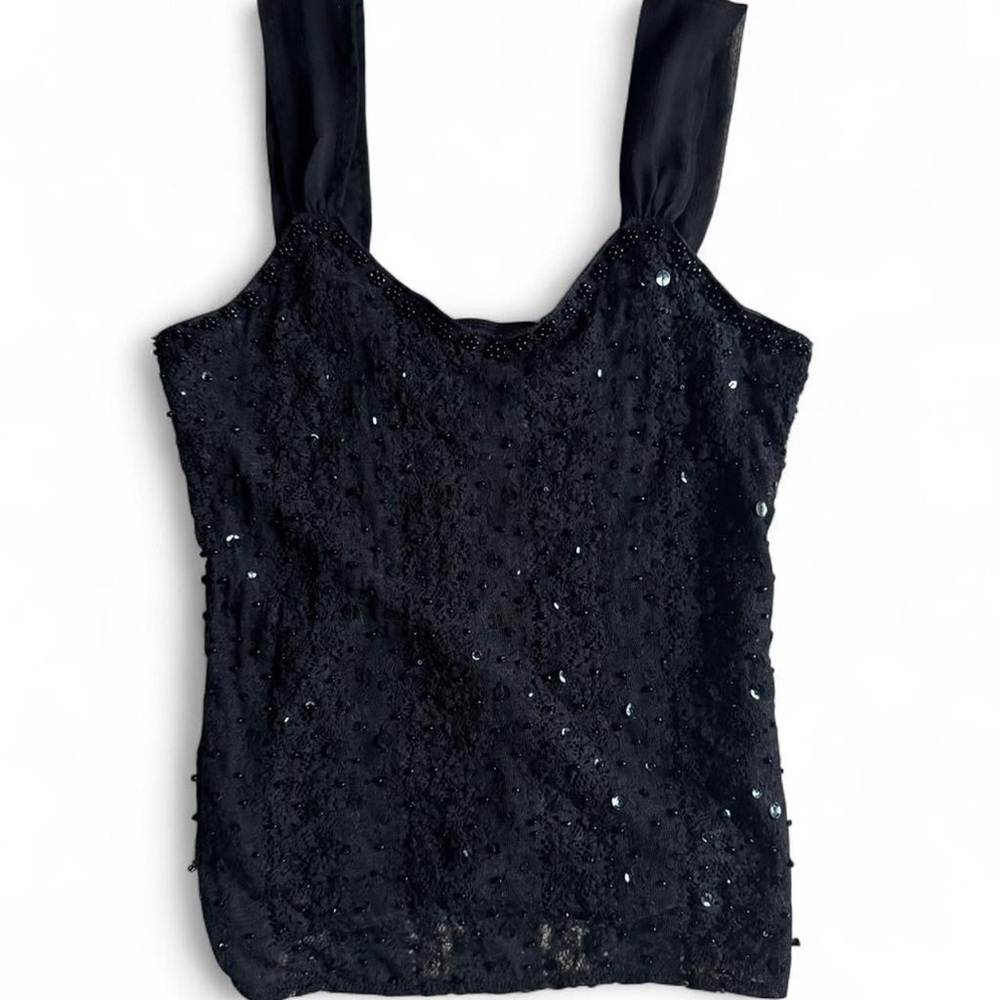 White House Black Market Black Sequin Camisole